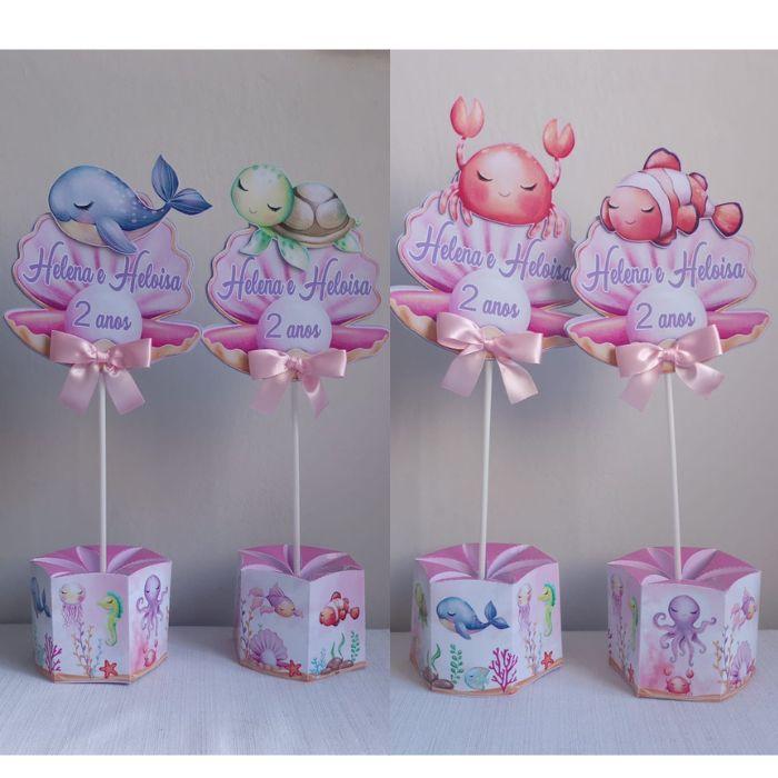 centros de mesa fundo do mar menina