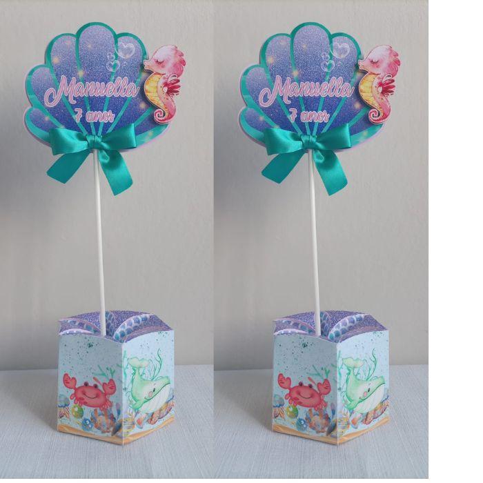 centro de mesa fundo do mar concha