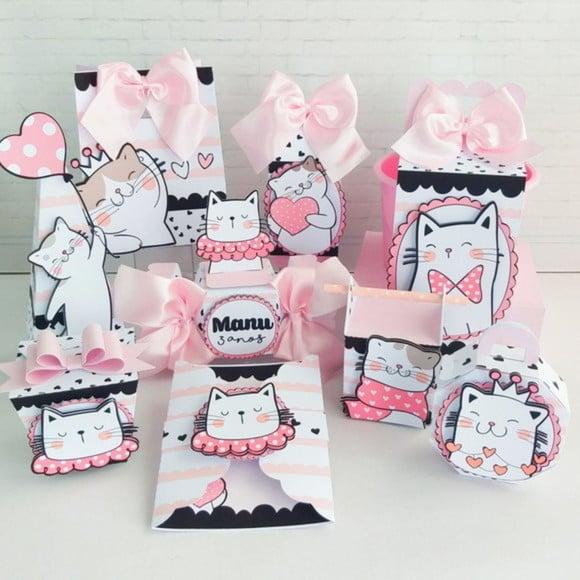 Kit Festa Gatinhos Rosa 30 Pçs