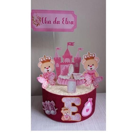Topo de Bolo Chá de Bebe Ursinha Princesa