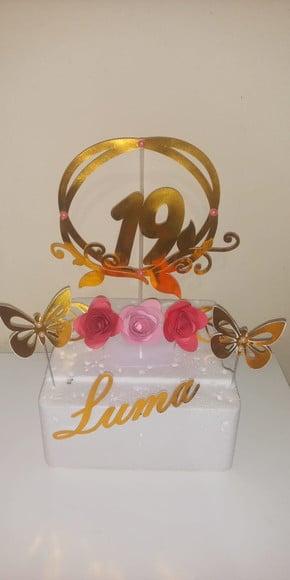 Topo de Bolo Rosas 3d