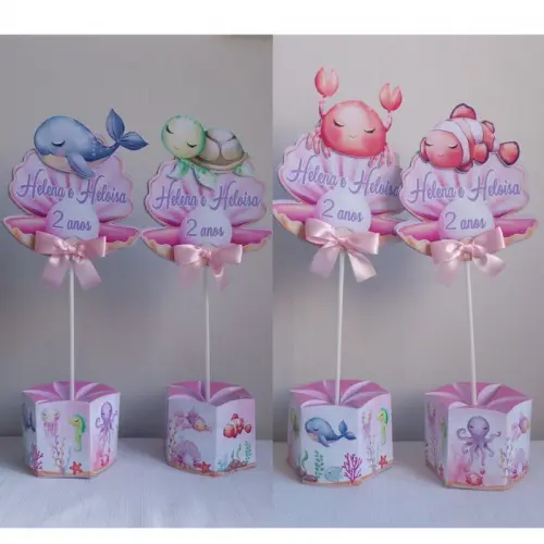 centros de mesa fundo do mar menina