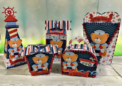 Kit 50 Peças Personalizados - Urso Marinheiro + Brinde