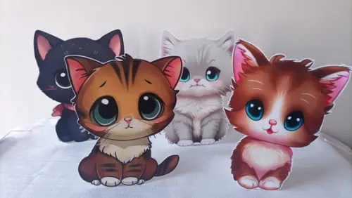 Kit com 4 Displays de Mesa Gatinhos Fofos