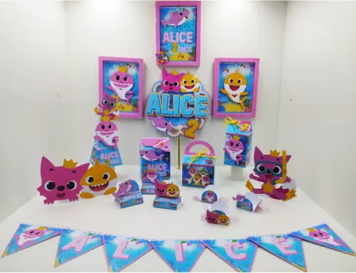 Kit Festa Um Só Bolinho Baby Shark Rosa