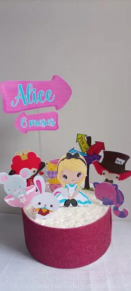 Topo de Bolo Alice no Pais das Maravilhas