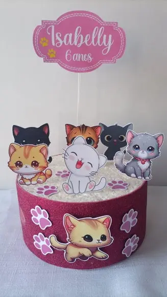 Topo de Bolo Gatinhos Fofos