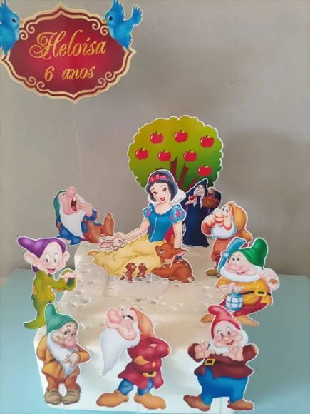 Topo de Bolo Branca de Neve 7 Anões!