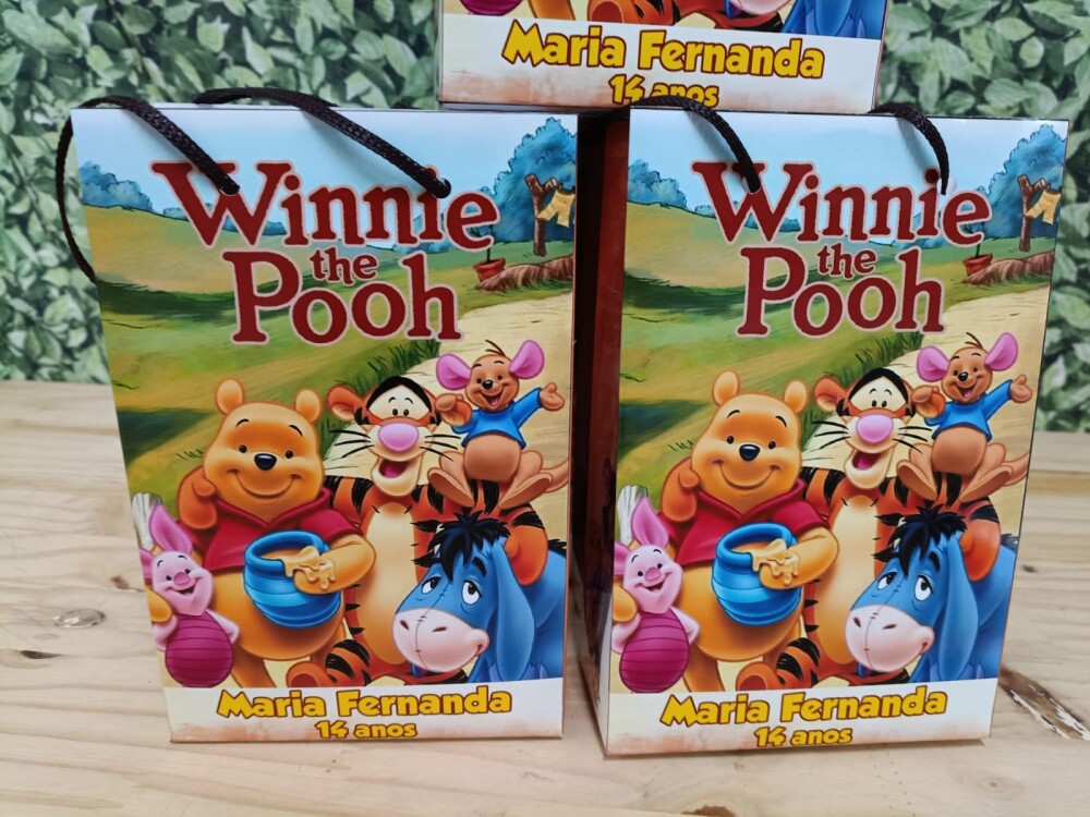Pooh sacola personalizada Tam 20x13,5x5,5  Pronta para uso