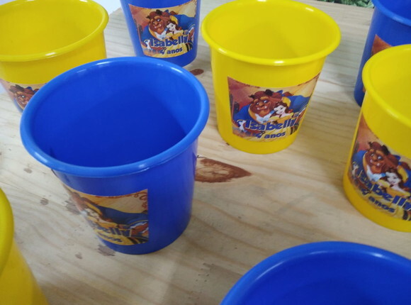 a Bela e a Fera Baldinho Personalizado Pronta Entrega