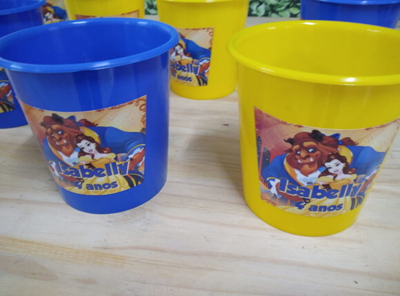 a Bela e a Fera Baldinho Personalizado Pronta Entrega