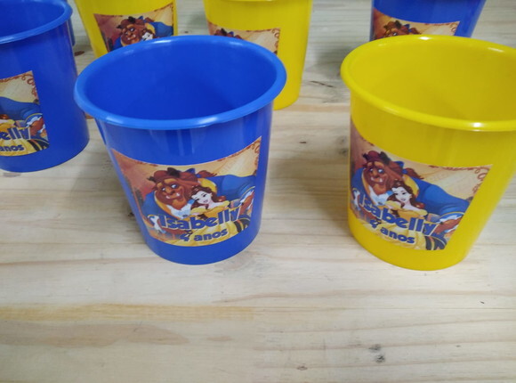 a Bela e a Fera Baldinho Personalizado Pronta Entrega