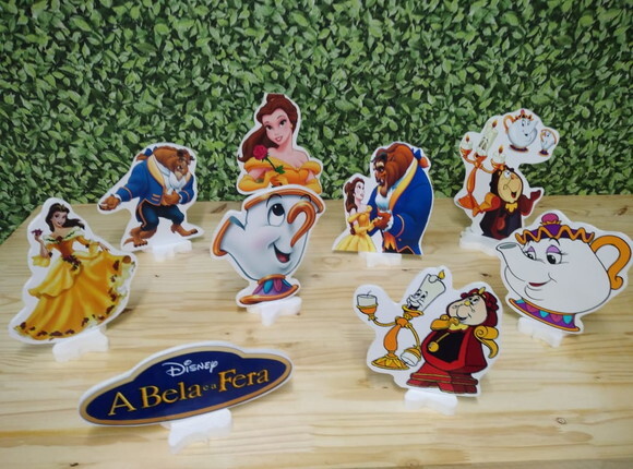 a Bela e a Fera Kit de Mesa Displays 9 Peças Pronta Entrega