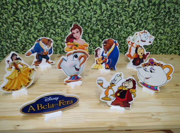 a Bela e a Fera Kit de Mesa Displays 9 Peças Pronta Entrega