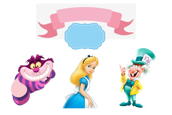 Alice no Pais das Maravilhas Topo de Bolo Personalizado