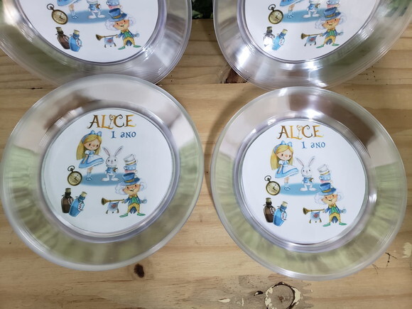 Alice Prato Sobremesa Personalizado Pronta Entrega