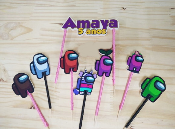 Amon Us Topo de Bolo Personalizado Pronta Entrega