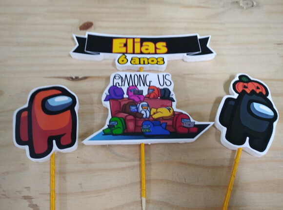 Among Us Topo de Bolo Personalizado Pronta Entrega
