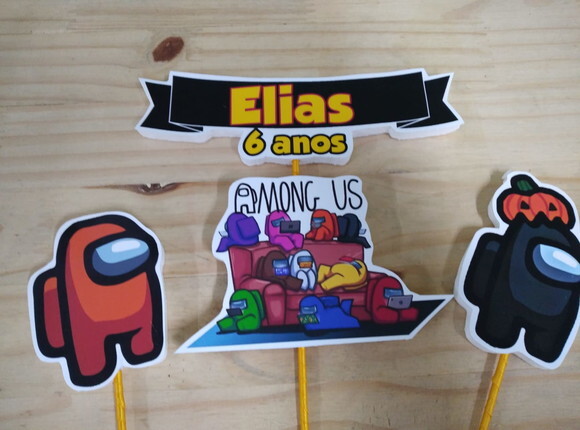 Among Us Topo de Bolo Personalizado Pronta Entrega