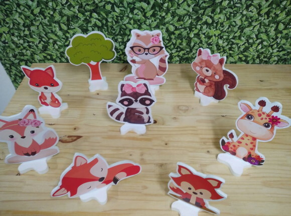Animaiszinhas Floresta 9 Displays de Mesa Pronta Entrega