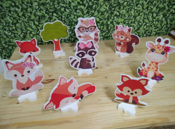 Animaiszinhas Floresta 9 Displays de Mesa Pronta Entrega