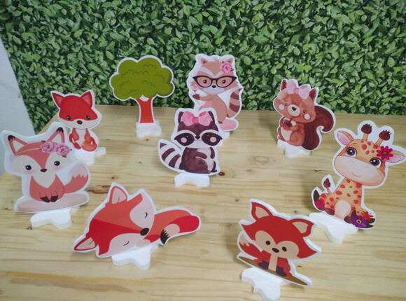 Animaiszinhas Floresta 9 Displays de Mesa Pronta Entrega
