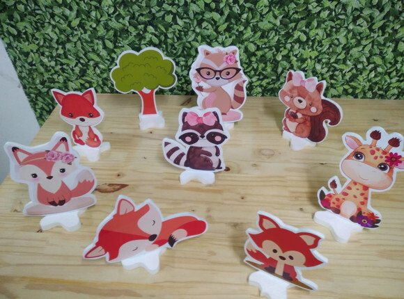 Animaiszinhas Floresta 9 Displays de Mesa Pronta Entrega