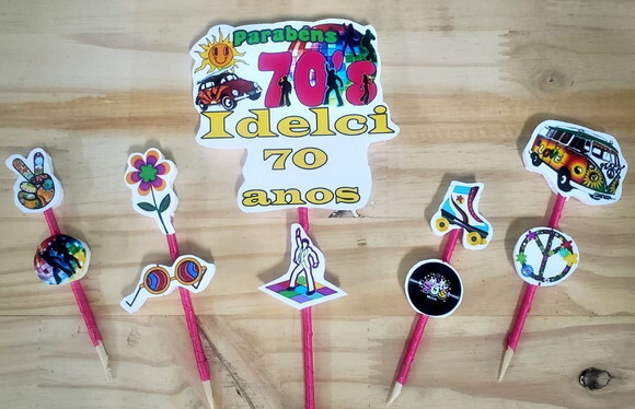 Anos 70 Topo de Bolo Personalizado