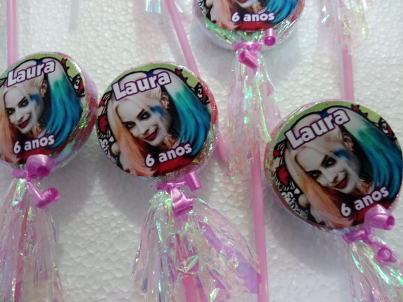 Arlequina Pirulitos com Papel Nacarado Personalizados
