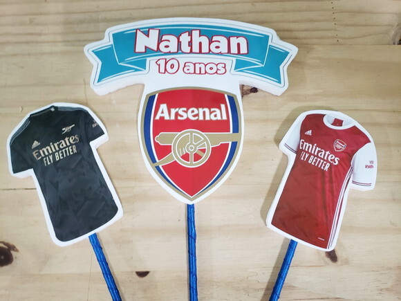 Arsenal Topo de Bolo Personalizado Pronta Entrega