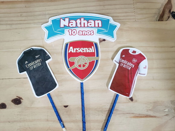 Arsenal Topo de Bolo Personalizado Pronta Entrega