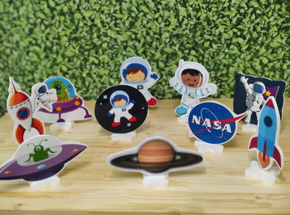 Astronauta Kit de Mesa Displays 10 Peças Pronta Entrega