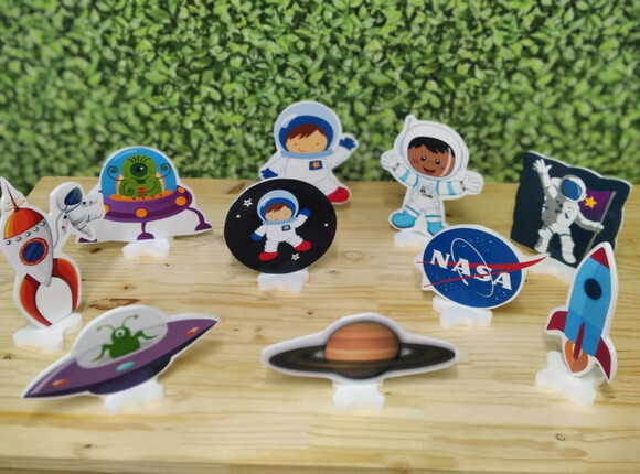 Astronauta Kit de Mesa Displays 10 Peças Pronta Entrega