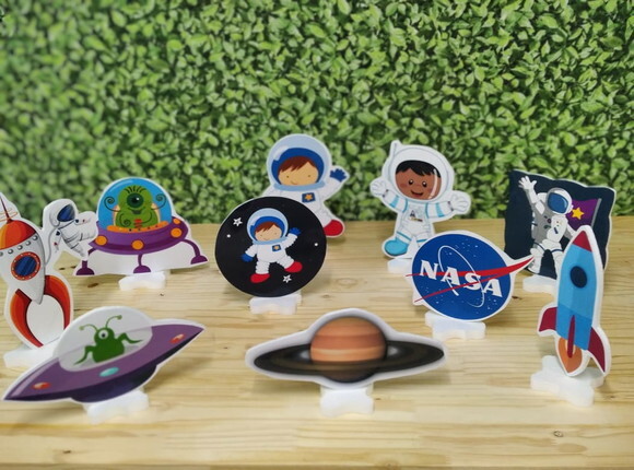 Astronauta Kit de Mesa Displays 10 Peças Pronta Entrega