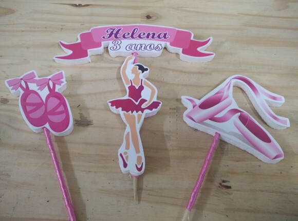 Bailarina Topo de Bolo Personalizado Pronta Entrega
