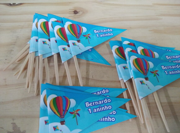 Balão e Catavento Bandeirinha Salgadinhos 50 Unid P Entrega