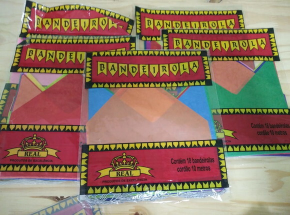 Bandeirinha Festa Junina Papel Seda Pronta 10 Metros
