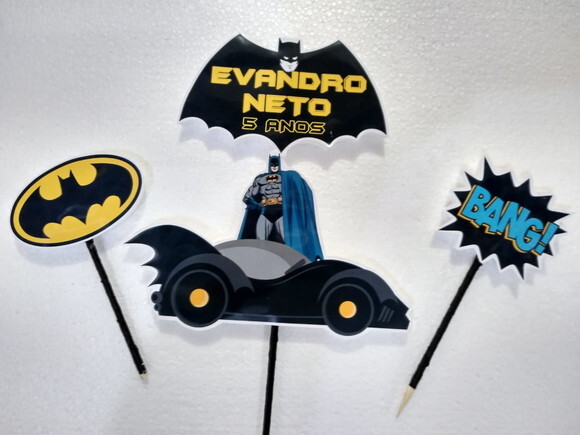 Batman Topo de Bolo Personalizado Pronta Entrega