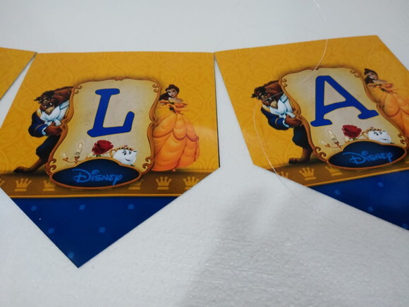 Bela e a Fera Faixa Parabens + Nome Personalizada