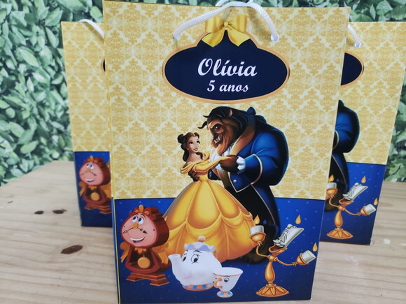 Bela e a Fera Sacola Personalizada Tam 25x17x8 cm