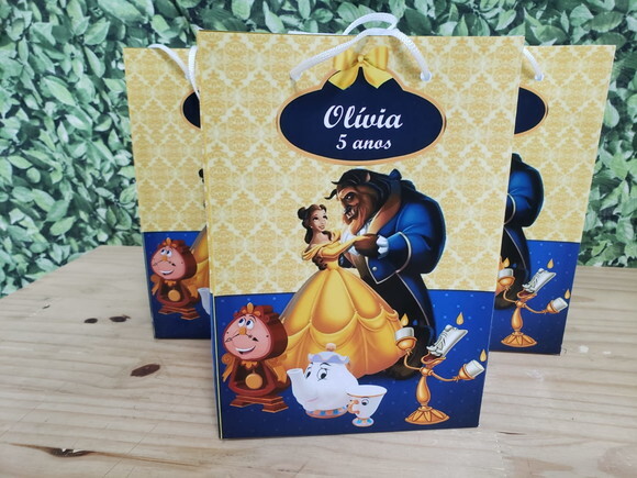 Bela e a Fera Sacola Personalizada Tam 25x17x8 cm