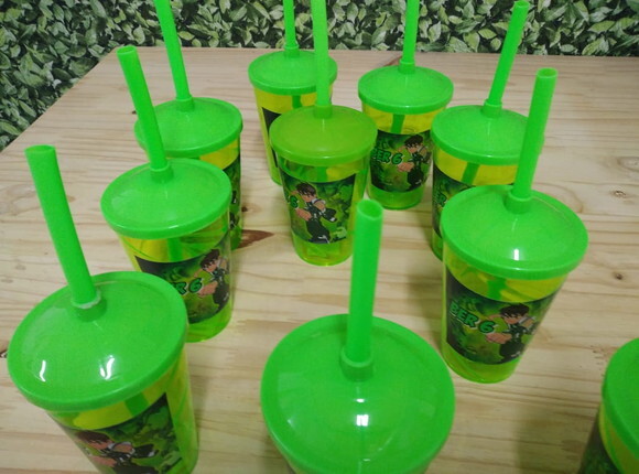 Ben 10 Copos Canudo Personalizado Pronta Entrega