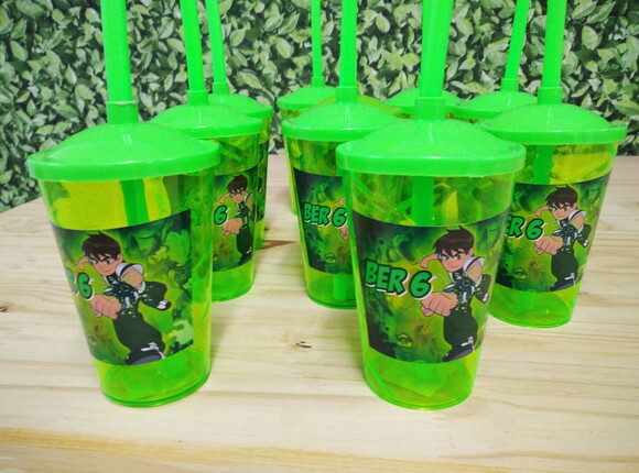 Ben 10 Copos Canudo Personalizado Pronta Entrega