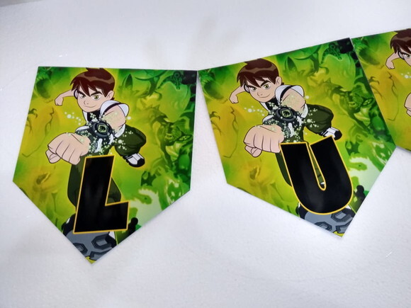 Ben 10 Varal Personalizado Parabens + Nome