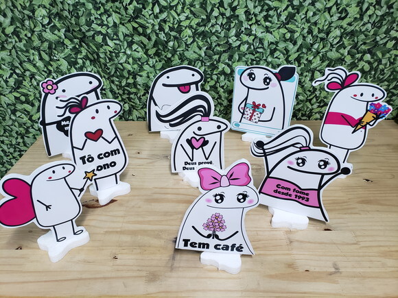 Bento Florky Menina Displays Mesa 9 Peças Pronta Entrega