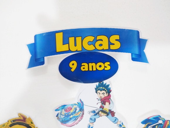 Beyblade Topo de Bolo Personalizado Pronta Entrega