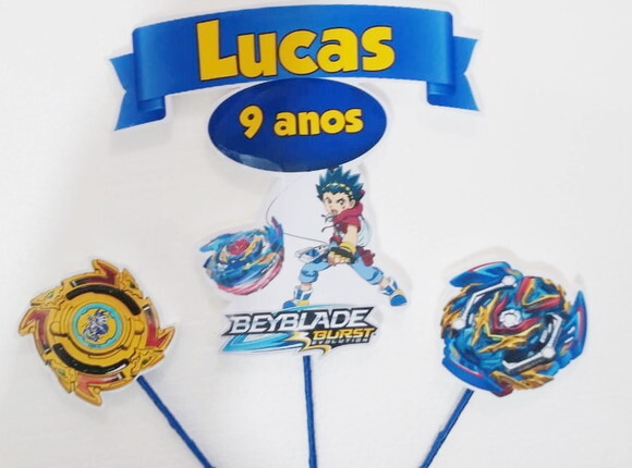 Beyblade Topo de Bolo Personalizado Pronta Entrega