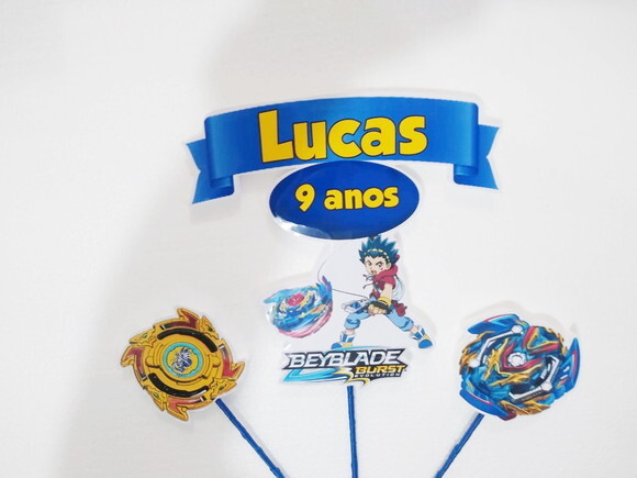 Beyblade Topo de Bolo Personalizado Pronta Entrega