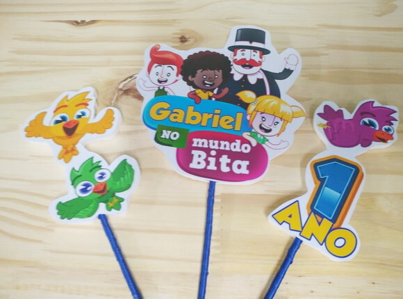 Bita Topo de Bolo Personalizado Pronta Entrega