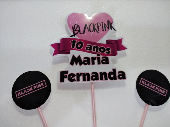 Black e Pink Topo de Bolo Personalizado